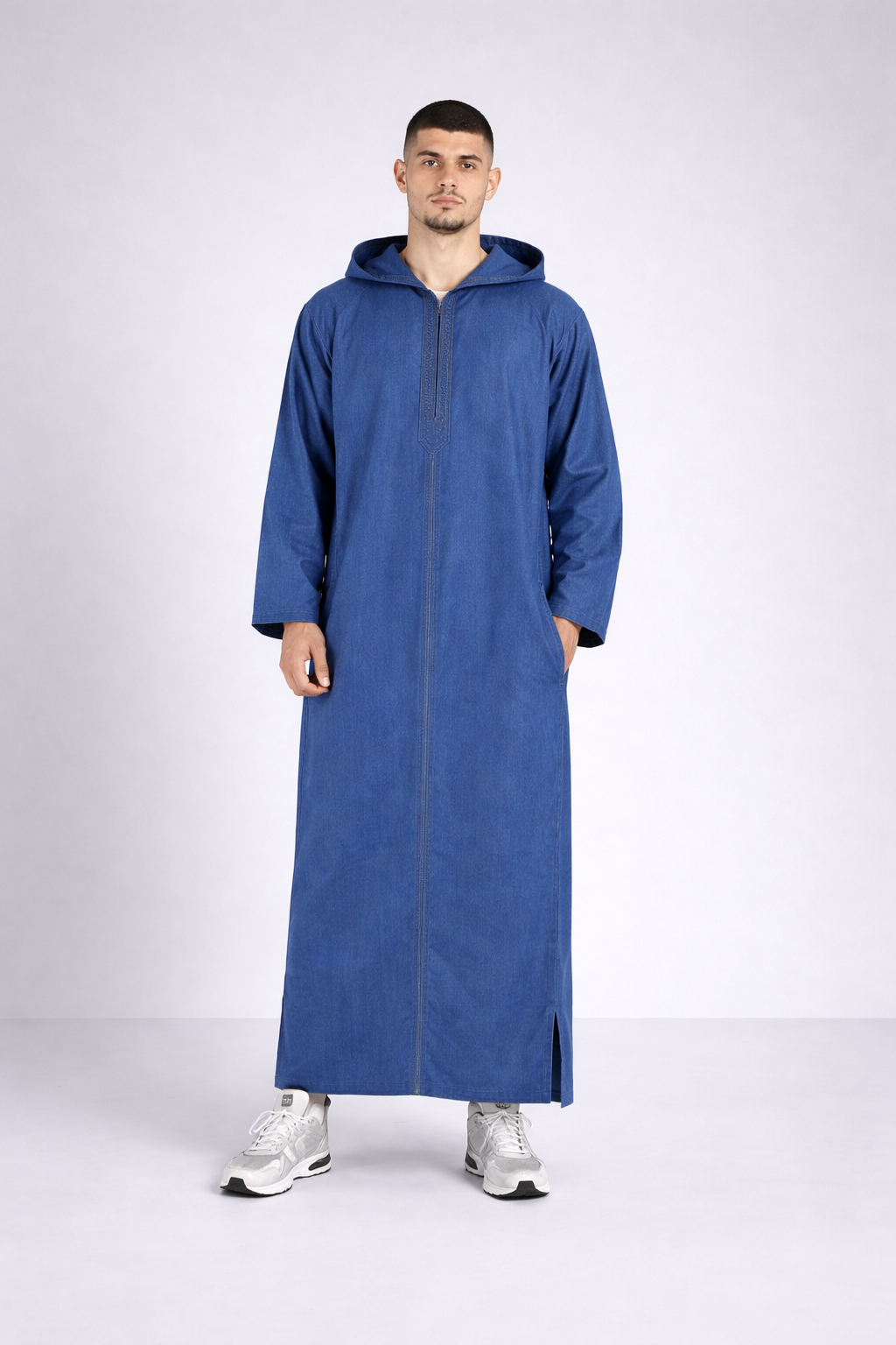 PREMIUM HOODED NAVY BLUE MOROCCAN DJELLABA