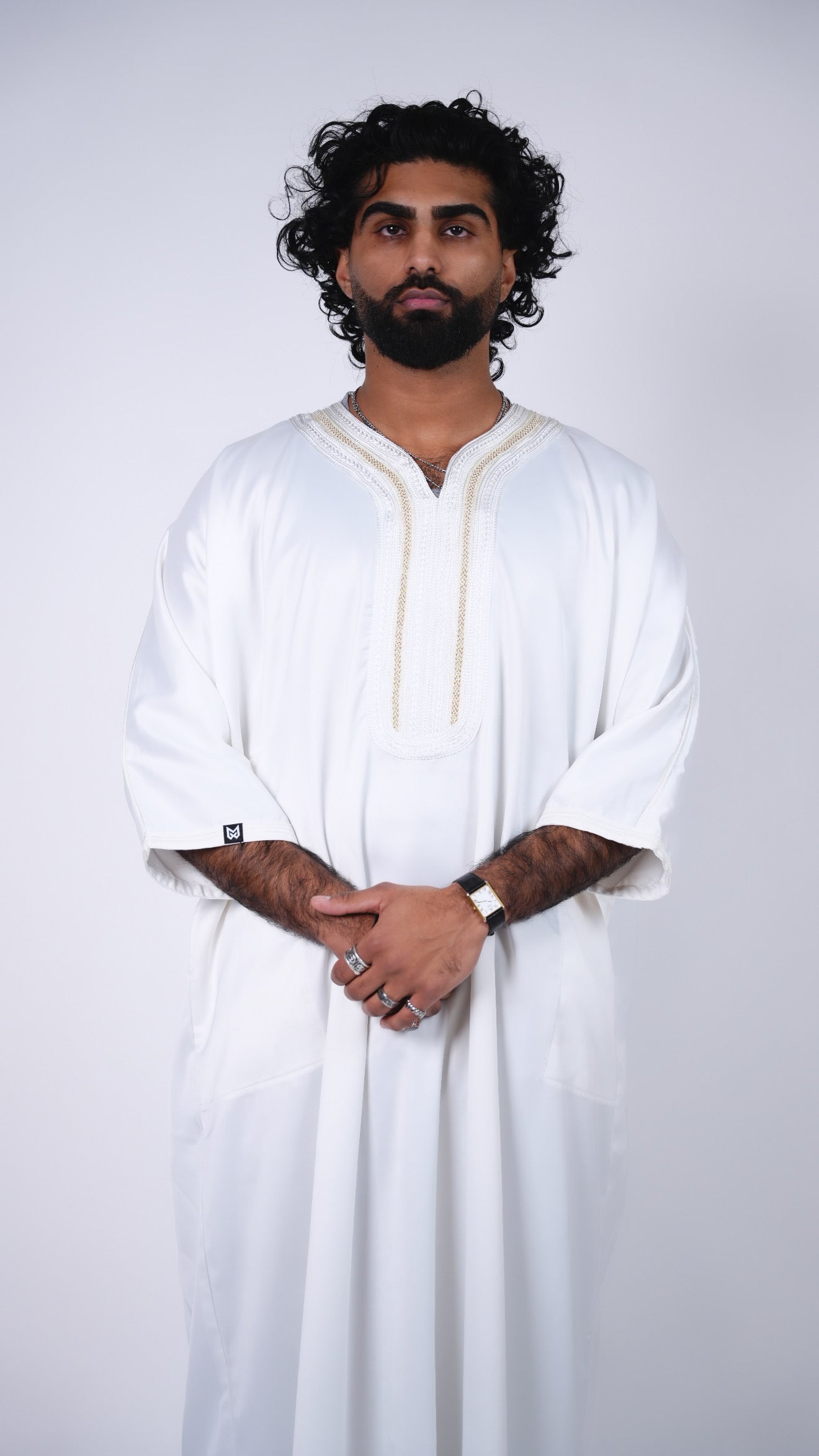 Moroccan Thobe - White/Gold