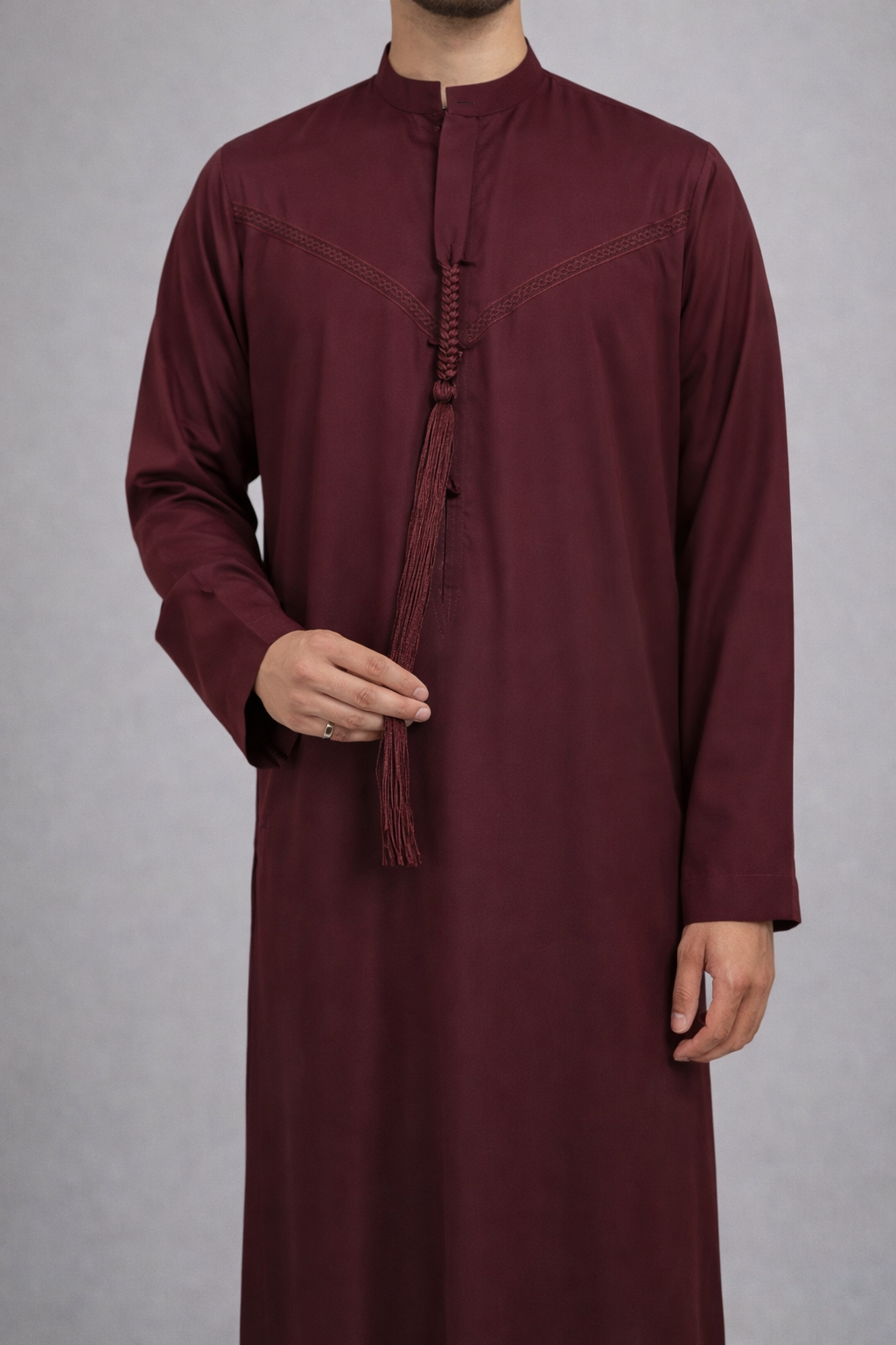 LUXURY EMIRATI THOBE - BURGUNDY
