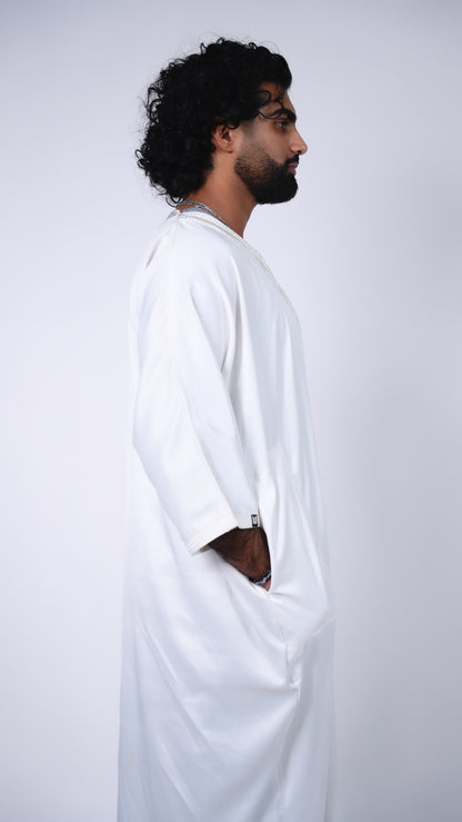 Moroccan Thobe - White/Gold