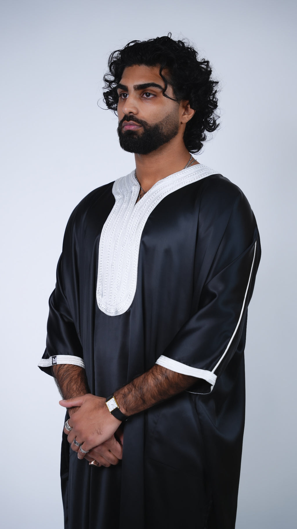 Moroccan Thobe - Black/White