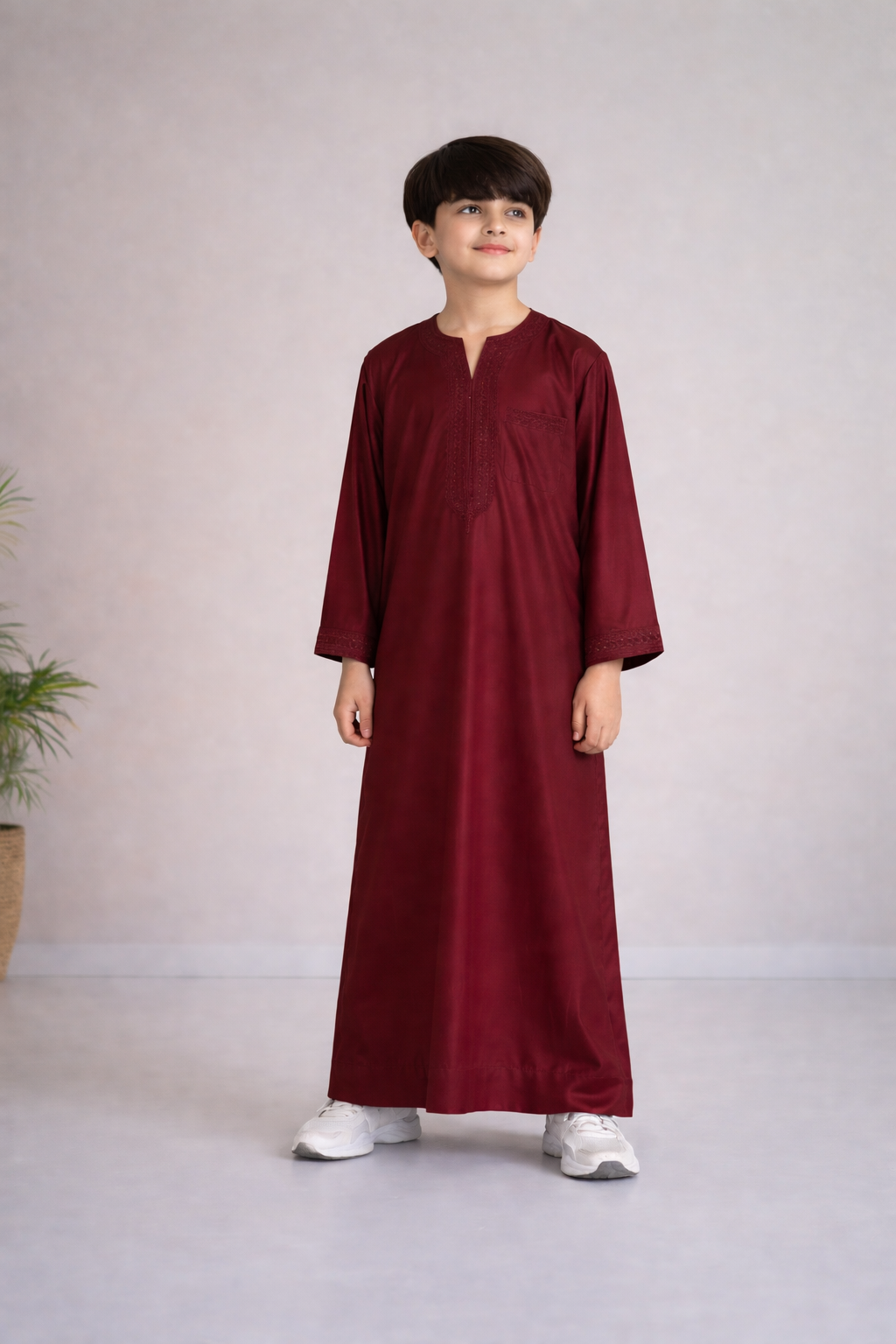 Luxury Burgundy Moroccan Gandoura - Boys