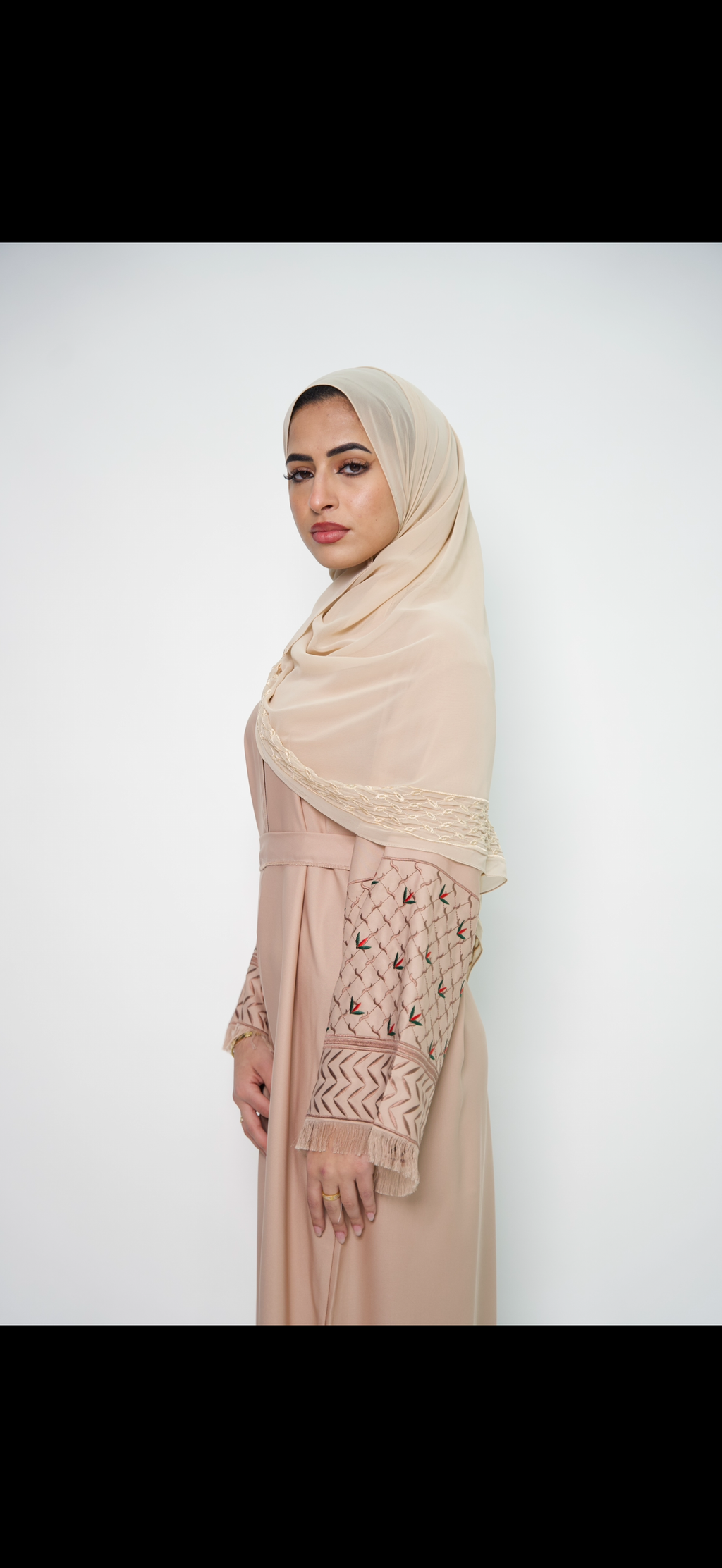 Palestinian Embroidery Nude Abaya