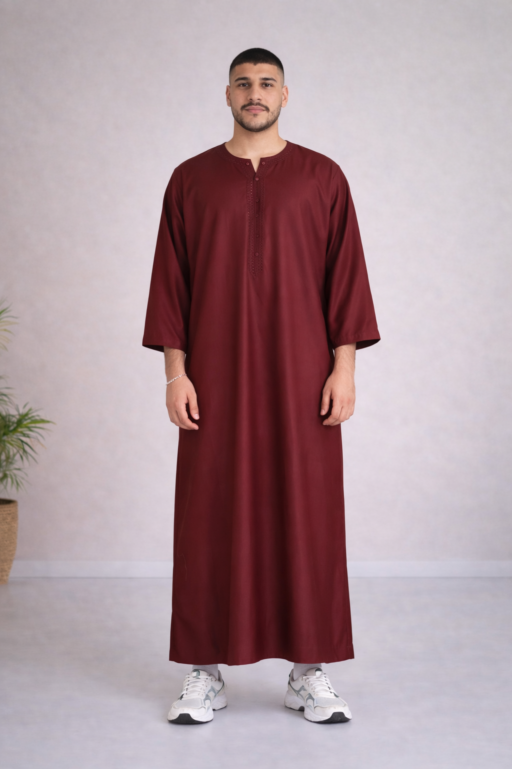 LUXURY BURGUNDY MOROCCAN GANDOURA