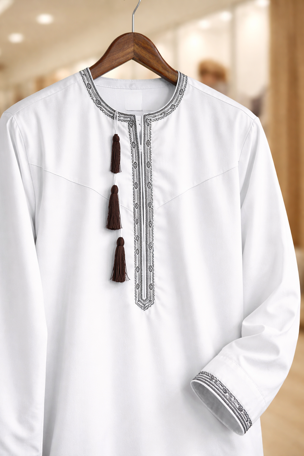 LUXURY WHITE/BLACK OMANI THOBE
