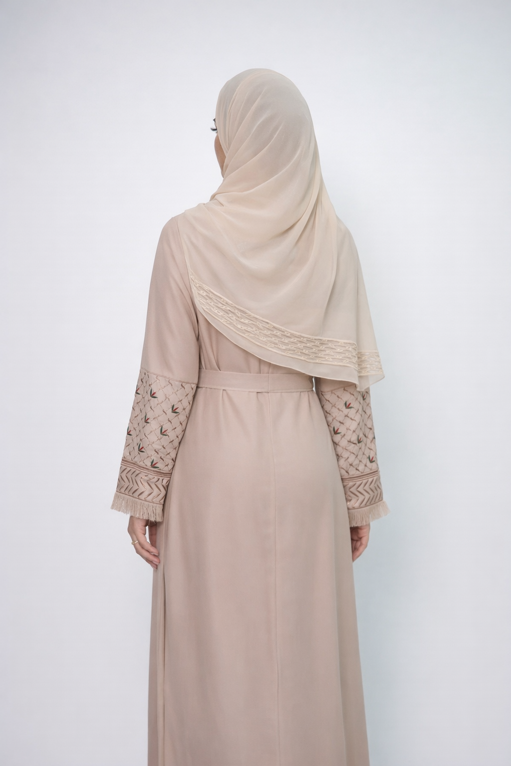 Palestinian Embroidery Nude Abaya