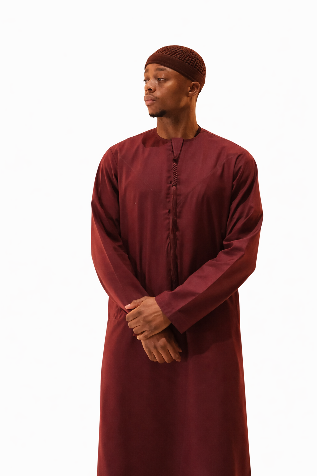 LUXURY EMIRATI THOBE - BURGUNDY