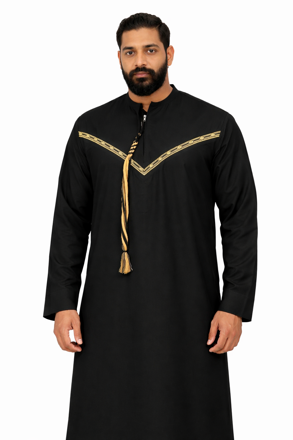 LUXURY EMIRATI THOBE - BLACK/GOLD