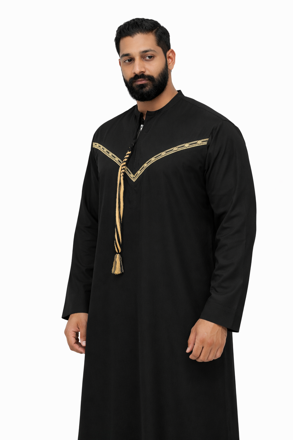 LUXURY EMIRATI THOBE - BLACK/GOLD