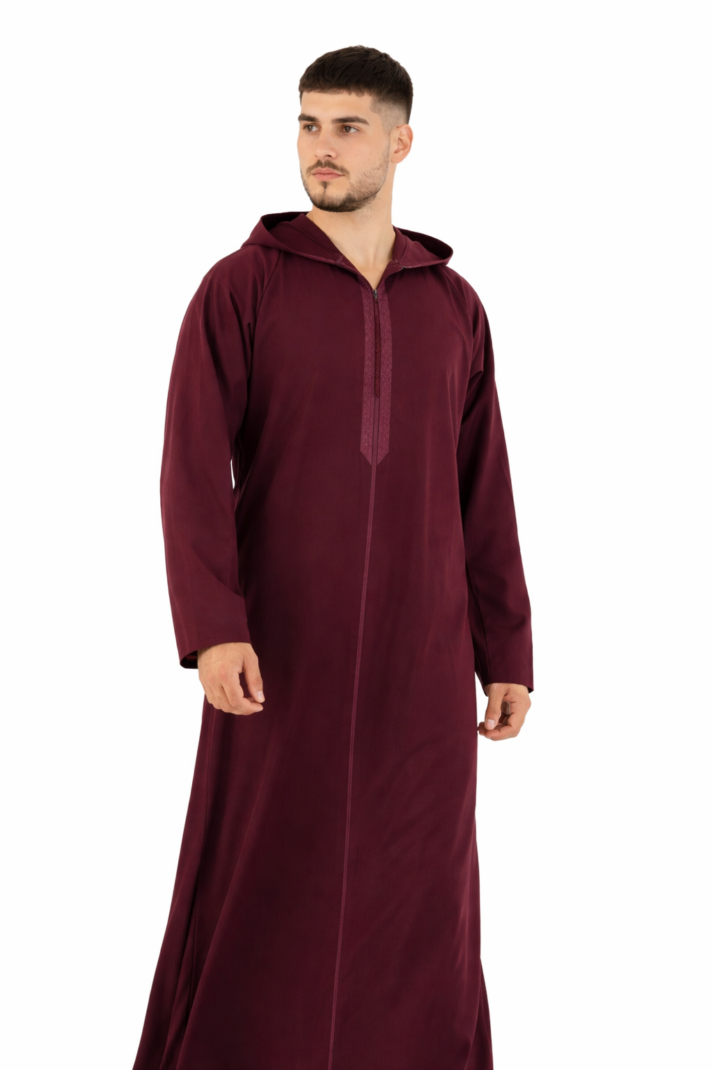 PREMIUM HOODED BURGUNDY MOROCCAN DJELLABA