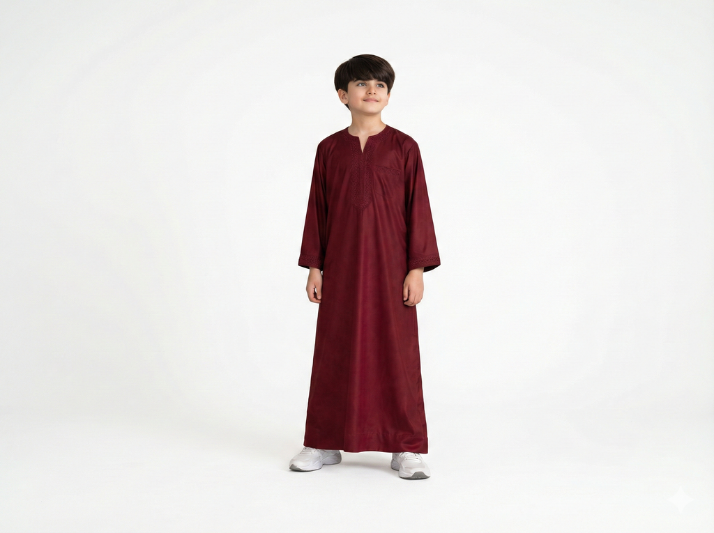 Luxury Burgundy Moroccan Gandoura - Boys
