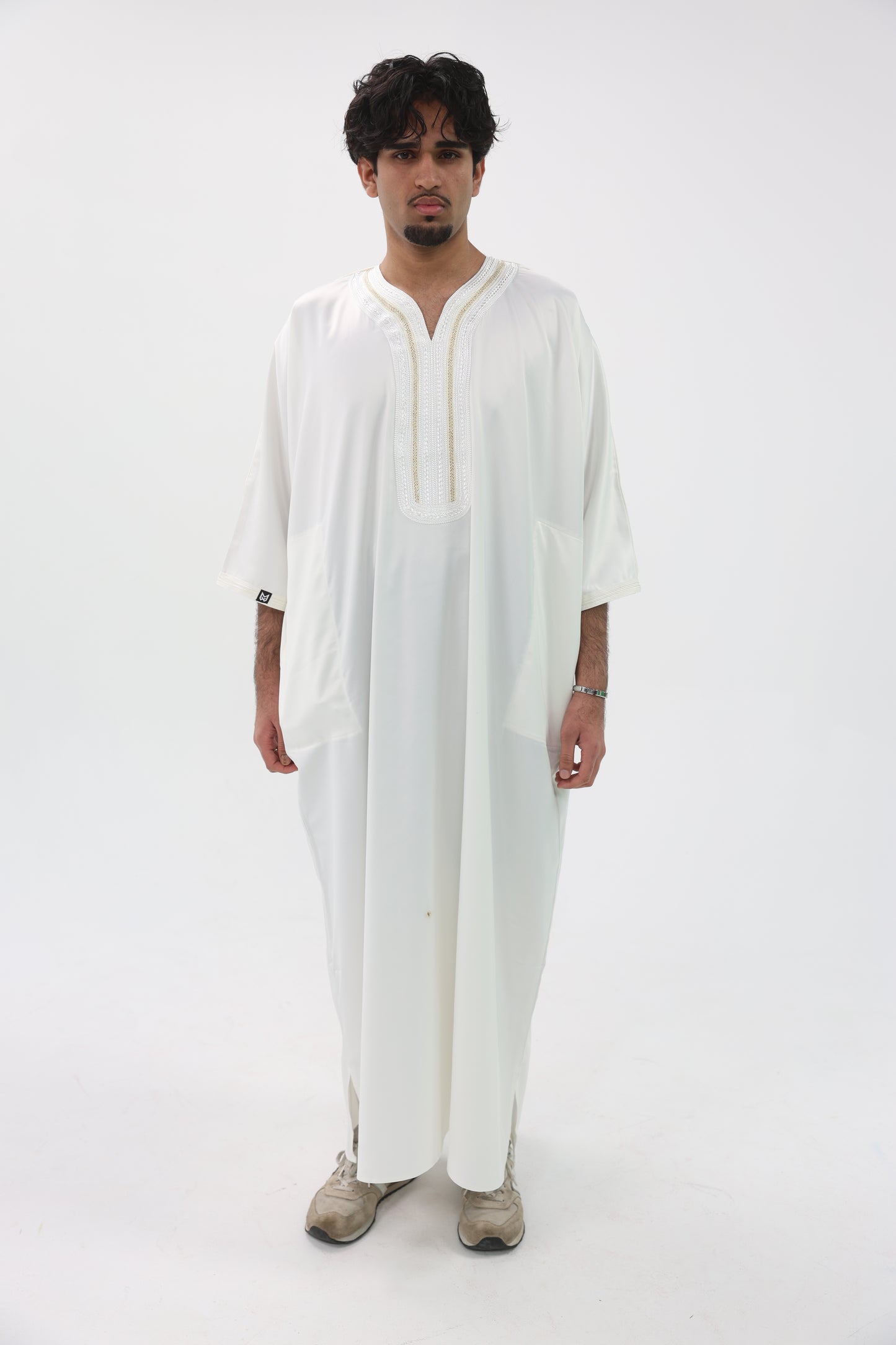 Moroccan Thobe - White/Gold